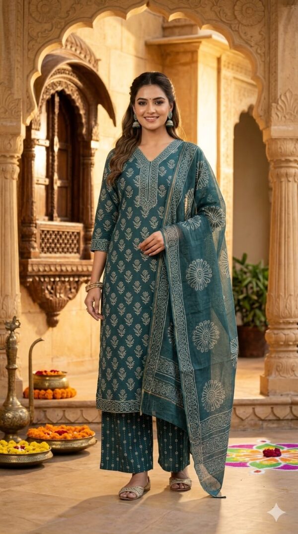 handblock print with kota doria dupatta (click here for more options)