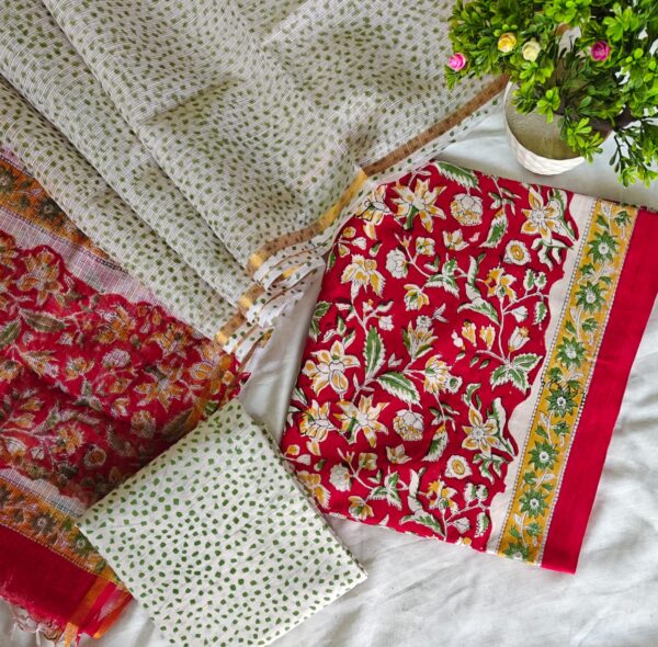 handblock print with kota doria dupatta (click here for more options)