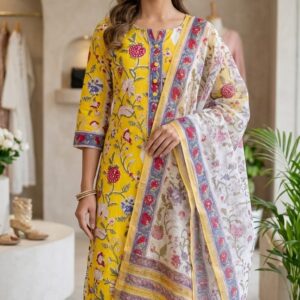 handblock print with kota doria dupatta (click here for more options)