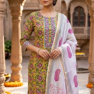 handblock print with kota doria dupatta (click here for more options)