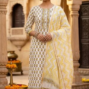 handblock print with kota doria dupatta (click here for more options)