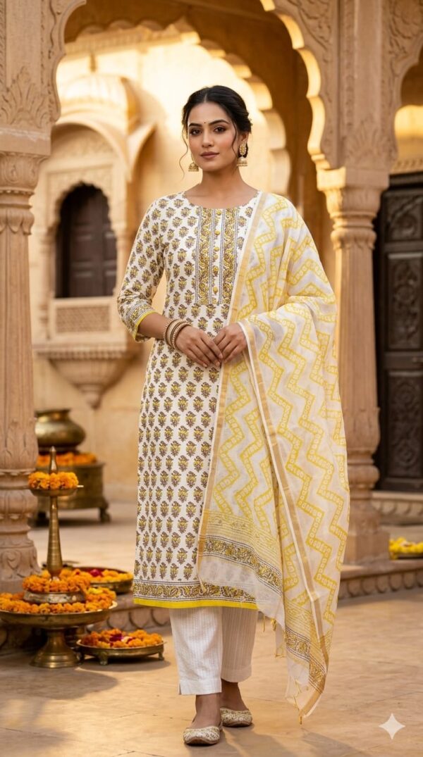 handblock print with kota doria dupatta (click here for more options)