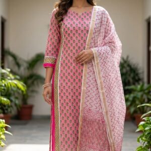 handblock print with kota doria dupatta (click here for more options)