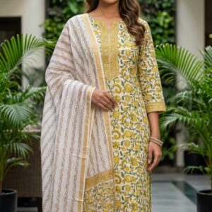 handblock print with kota doria dupatta (click here for more options)