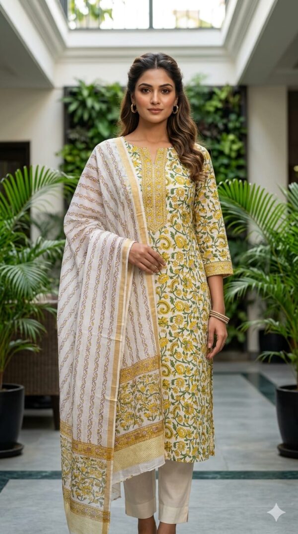 handblock print with kota doria dupatta (click here for more options)