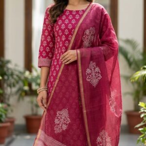 handblock print with kota doria dupatta (click here for more options)