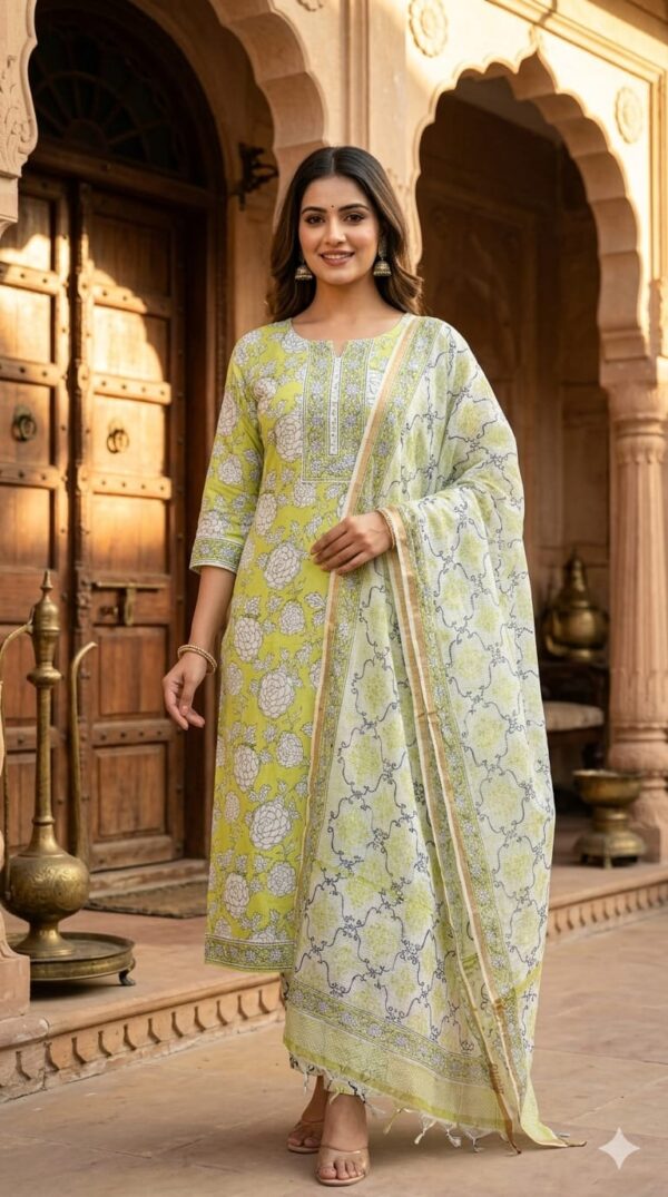 handblock print with kota doria dupatta (click here for more options)