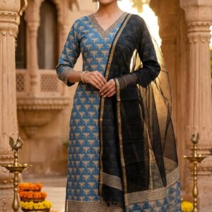 handblock print with kota doria dupatta (click here for more options)