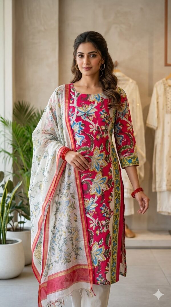 handblock print with kota doria dupatta (click here for more options)