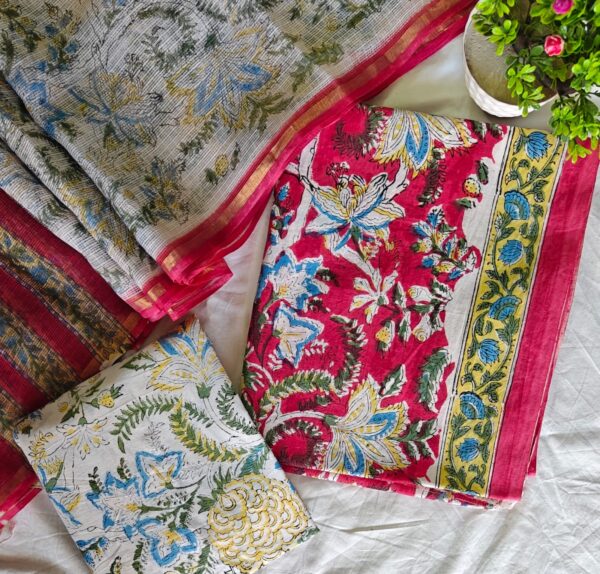 handblock print with kota doria dupatta (click here for more options)