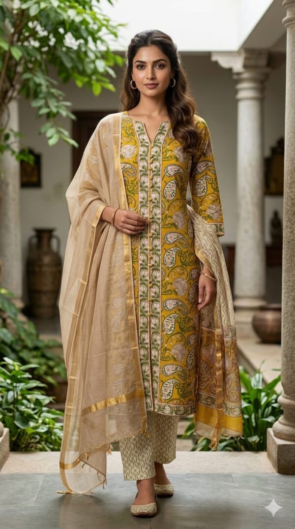 handblock print with kota doria dupatta (click here for more options)