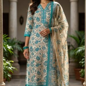 handblock print with kota doria dupatta (click here for more options)