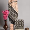 handblock print linen suit with zari border (click here for more options)