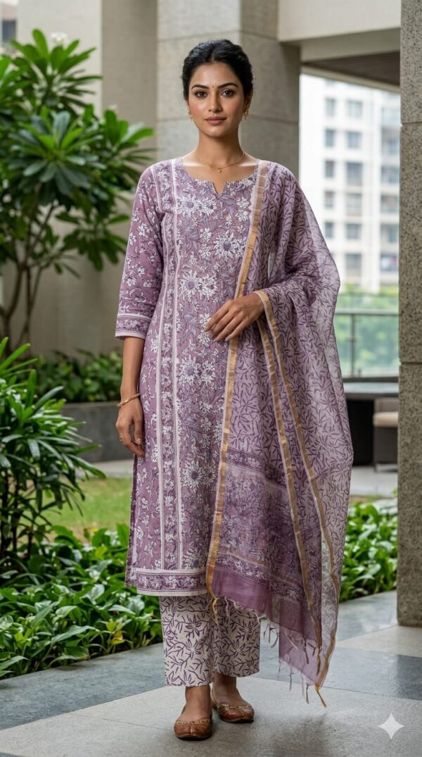 handblock print with kota doria dupatta (click here for more options)