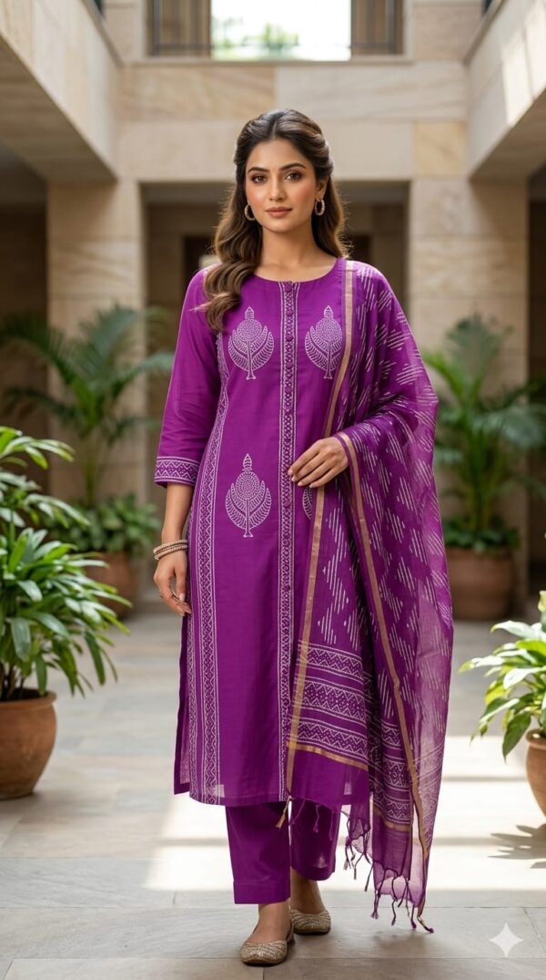 handblock print with kota doria dupatta (click here for more options)