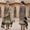 handblock print linen suit with zari border (click here for more options)