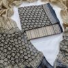 handblock print linen suit with zari border (black)