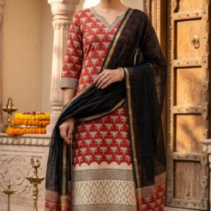 handblock print with kota doria dupatta (click here for more options)