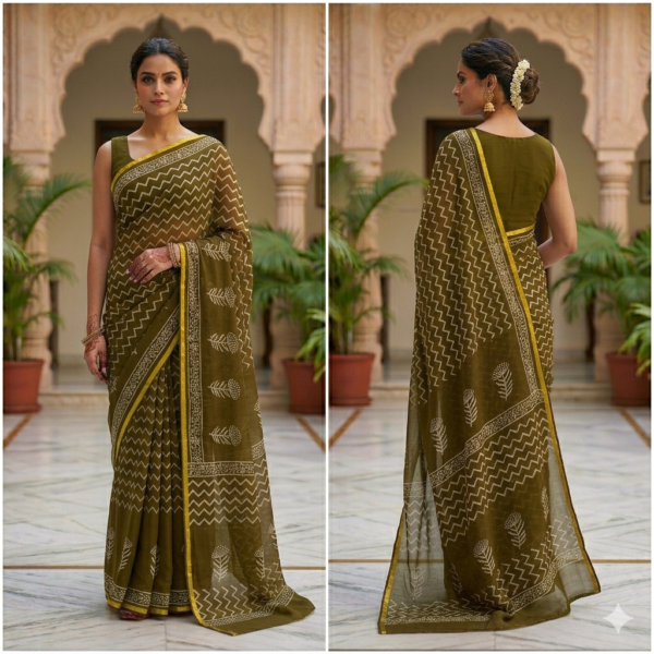 handblock print chiffon sarees(click here for more options)
