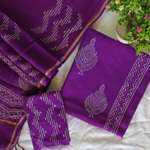 cotton handblock print suit with kota doriya dupatta