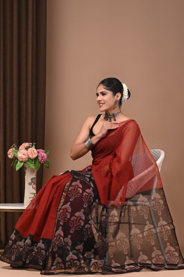 mul cotton handblock printed saree mul cotton handblock printed saree