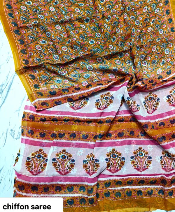 handblock print chiffon sarees handblock print chiffon sarees