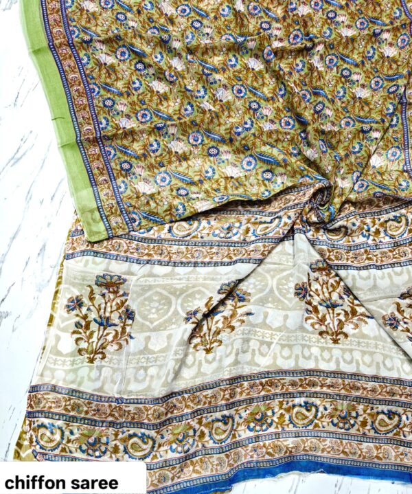 handblock print chiffon sarees handblock print chiffon sarees