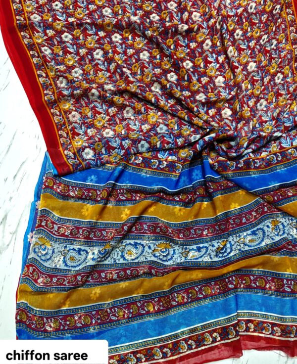 handblock print chiffon sarees handblock print chiffon sarees