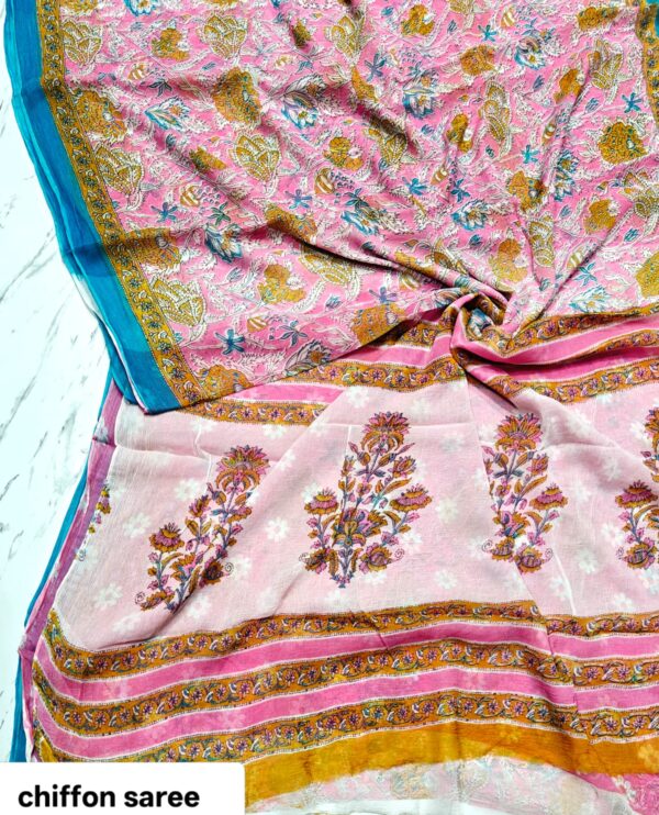 handblock print chiffon sarees handblock print chiffon sarees