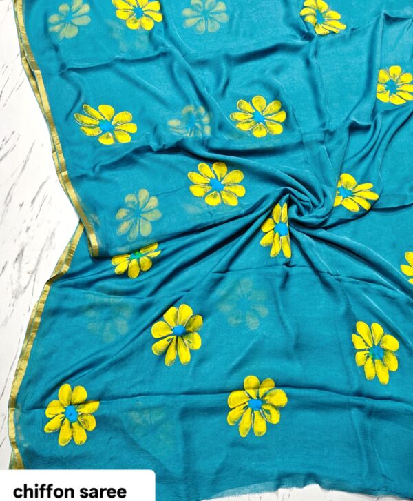handblock print chiffon sarees handblock print chiffon sarees