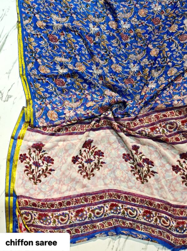 handblock print chiffon sarees handblock print chiffon sarees