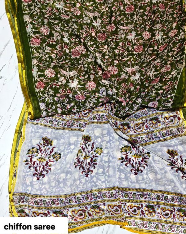 handblock print chiffon sarees handblock print chiffon sarees
