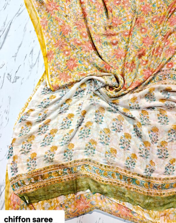 handblock print chiffon sarees handblock print chiffon sarees