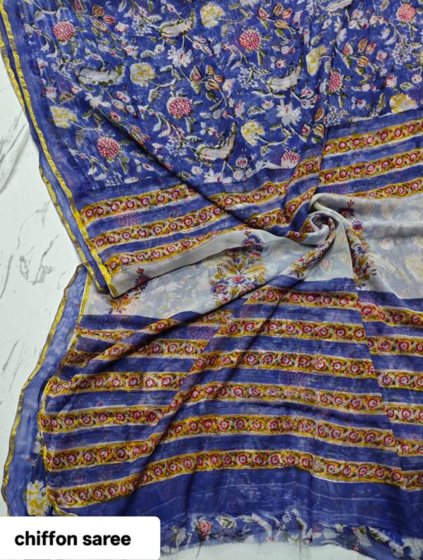 handblock print chiffon sarees handblock print chiffon sarees