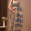 mul cotton handblock printed saree