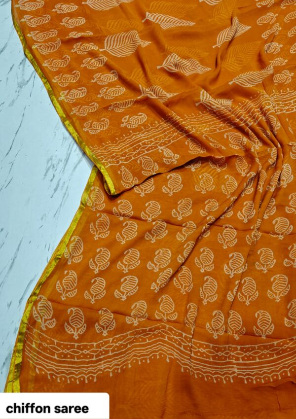 handblock print chiffon sarees handblock print chiffon sarees