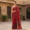 Handblock print chiffon sarees