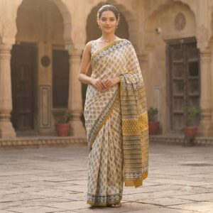NEW ARRIVALS handblock print mul cotton sarees (purple printed)