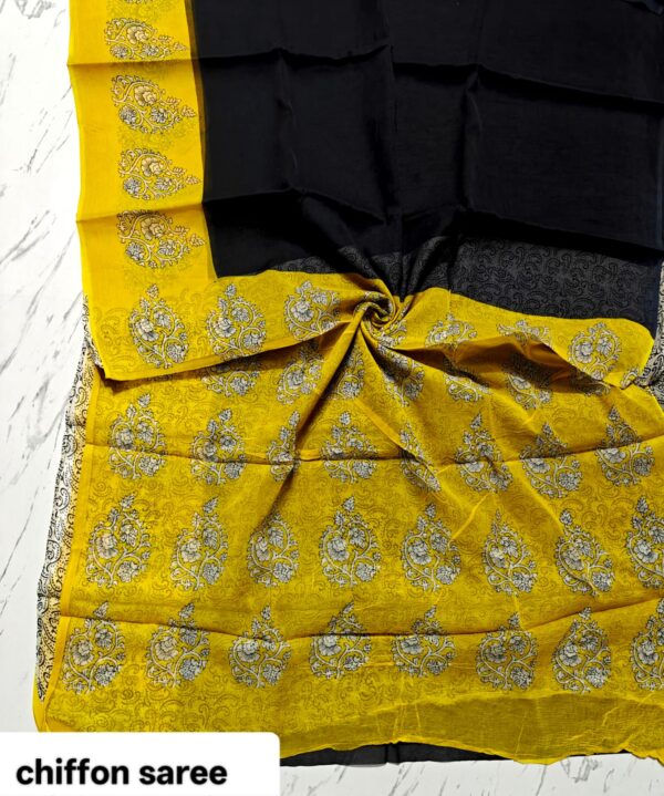 handblock print chiffon sarees(purple)
