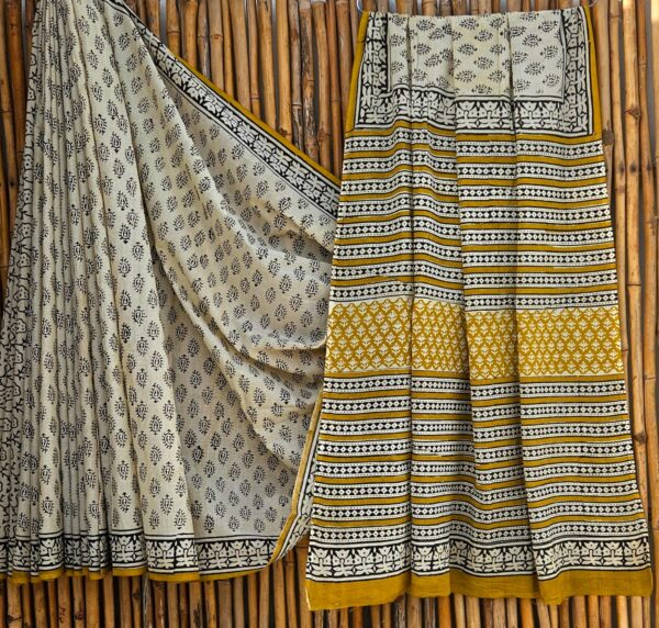 handblock print mul cotton sarees (purple printed)