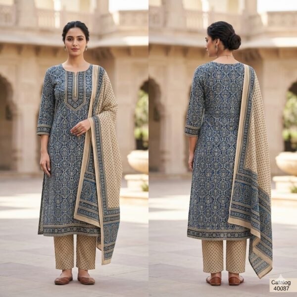 handblock print linen suit with zari border (black beige) (copy) handblock print linen suit with zari border (black beige) (copy)