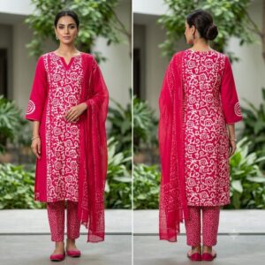 handblock print with chiffon dupatta (beige) (copy)