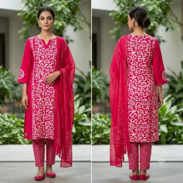 handblock print with chiffon dupatta (beige) (copy)