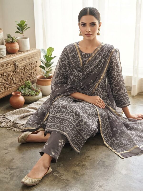 handblock print chanderi silk (pink with yellow fashor)