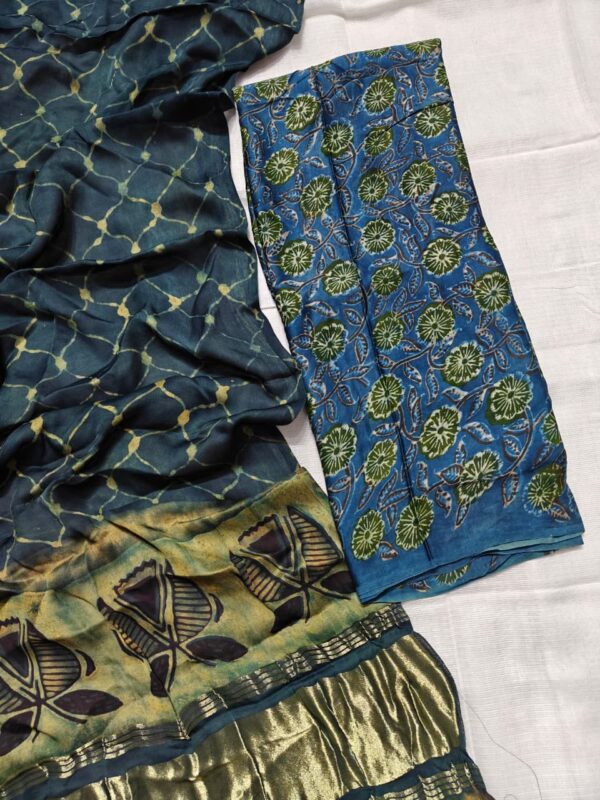 handblock print modal (green with golden)