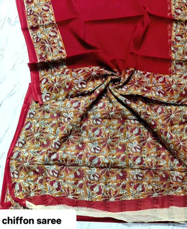 handblock print chiffon sarees(pink printed)
