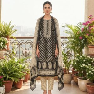 NEW ARRIVALS handblock print with chiffon dupatta (orange)