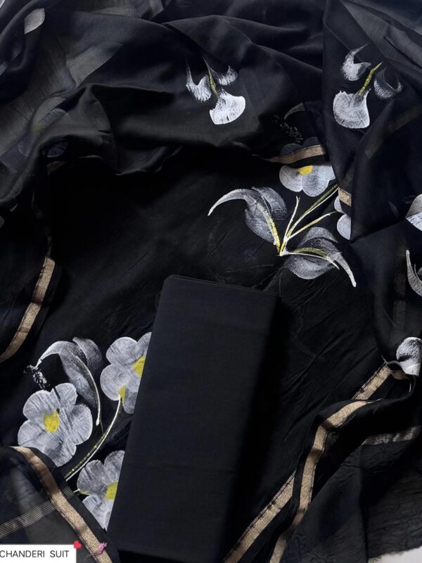 handblock print chanderi silk (pink with white dot ) handblock print chanderi silk (pink with white dot )