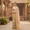 handblock print chiffon sarees(light pink with dots pattern)