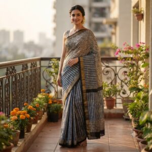 NEW ARRIVALS handblock print silk sarees (red with black border)
